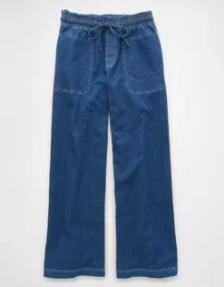 AE Dreamy Drape Linen-Blend Pull-On Pant Indigo -American Eagle Fashion 0461 5589 532 f