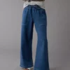 AE Dreamy Drape Linen-Blend Pull-On Pant Indigo