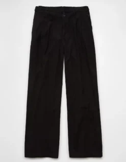 AE Stretch Linen-Blend High-Waisted Wide-Leg Trouser Black -American Eagle Fashion 0462 5385 001 f