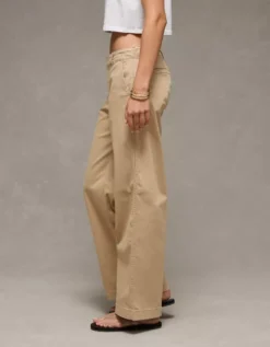AE Stretch Low-Rise Wide-Leg Khaki Pant Tank Tan -American Eagle Fashion 0462 5445 234 os