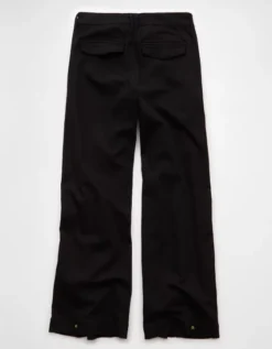 AE Stretch Mid-Rise Ultra Wide-Leg Convertible Trouser Onyx Black -American Eagle Fashion 0462 5539 016 b