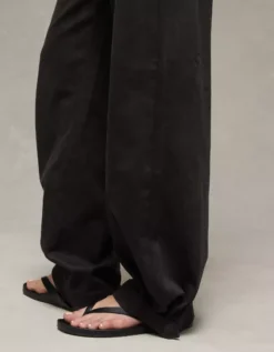 AE Stretch Mid-Rise Ultra Wide-Leg Convertible Trouser Onyx Black -American Eagle Fashion 0462 5539 016 d2