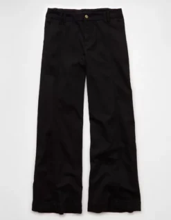 AE Stretch Mid-Rise Ultra Wide-Leg Convertible Trouser Onyx Black -American Eagle Fashion 0462 5539 016 f