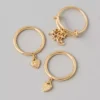 AEO Charm Rings 3-Pack Gold