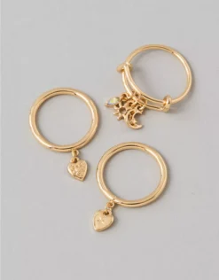 AEO Charm Rings 3-Pack Gold