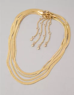 AEO Gold Toned Snake Chain Necklace 4-Pack Gold