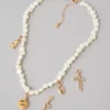 AEO Pearl Charm Kit Necklace Gold