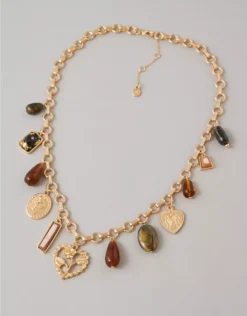 AEO Charm Necklace Brown