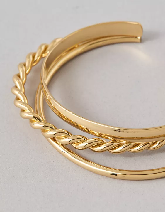 AEO Bangle Bracelet 3-Pack Gold 2 AEO Bangle Bracelet 3-Pack Gold - Image 2