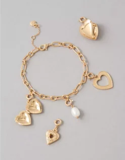 AEO Heart Charm Bracelet Kit 5-Pack Gold