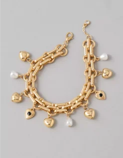 AEO Heart Charm Bracelet Gold