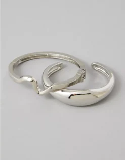 AEO Wave Hinge Bracelet 2-Pack Silver