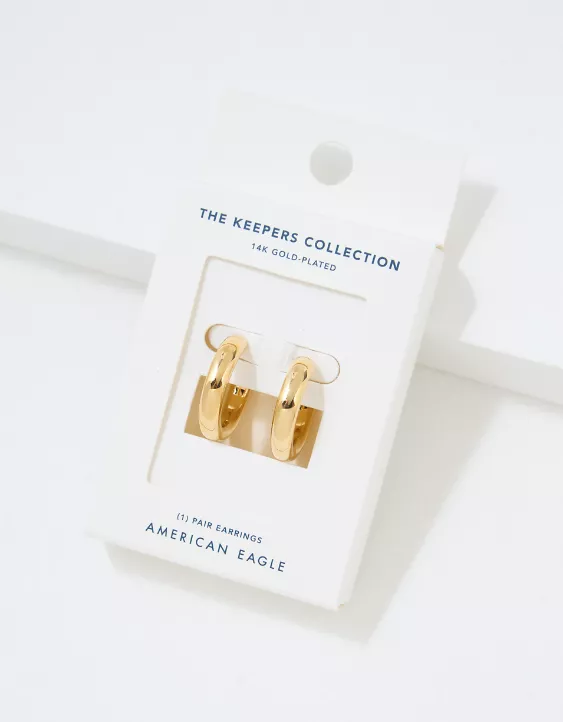 AE Keepers Collection 14K Gold Plated Tubular Hoop Earring 3 AE Keepers Collection 14K Gold Plated Tubular Hoop Earring - Image 3