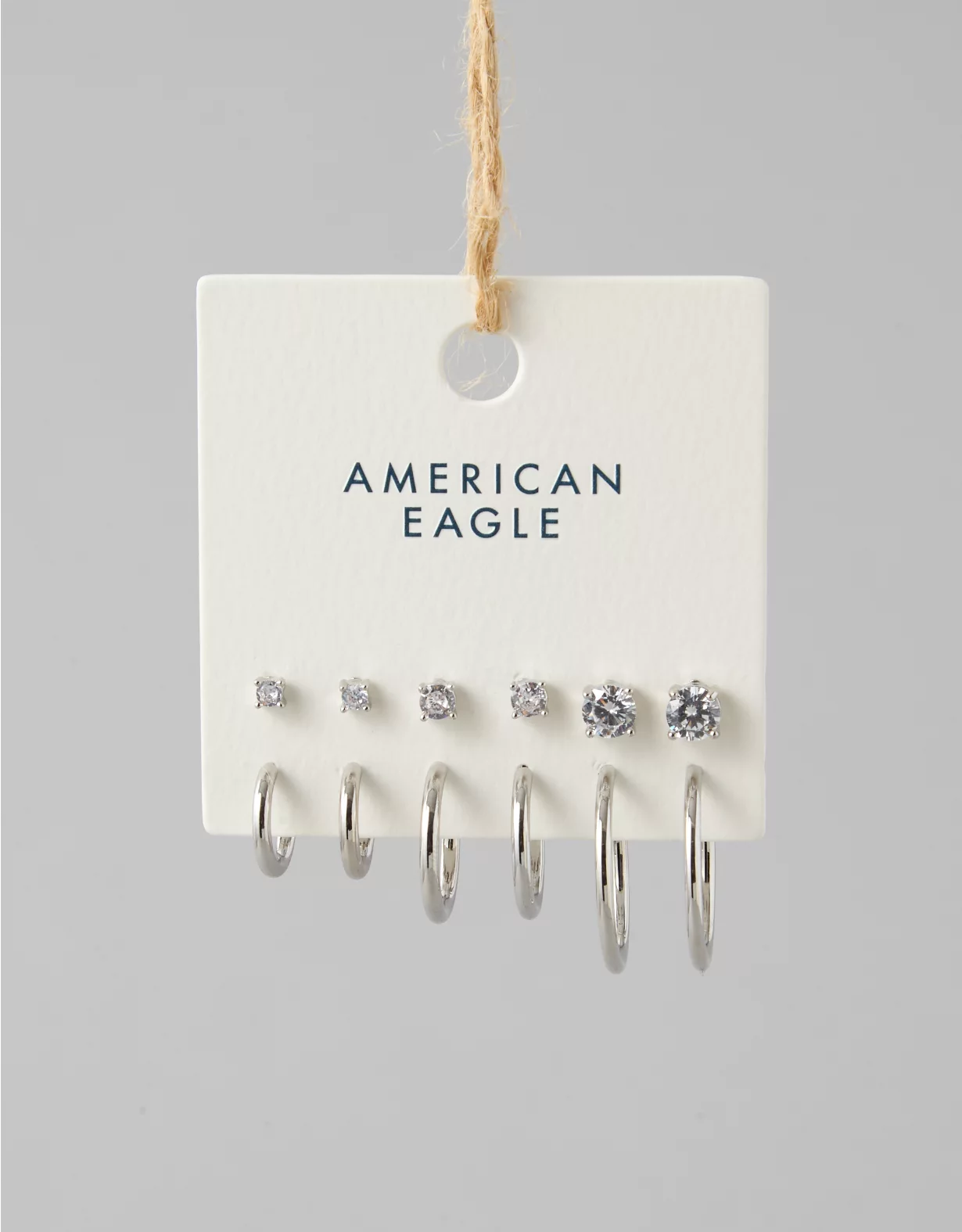 AEO Stud & Hoop Earrings 6-Pack Silver 2 AEO Stud & Hoop Earrings 6-Pack Silver - Image 2