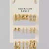 AEO Hoop Earrings 9-Pack Gold