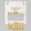 AEO Etched Earrings 6-Pack Gold