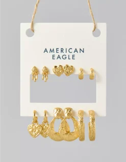 AEO Etched Earrings 6-Pack Gold