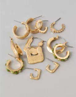 AEO Rectangle Earrings 6-Pack Gold