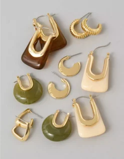 AEO Enamel Hoop Earrings 6-Pack Multi