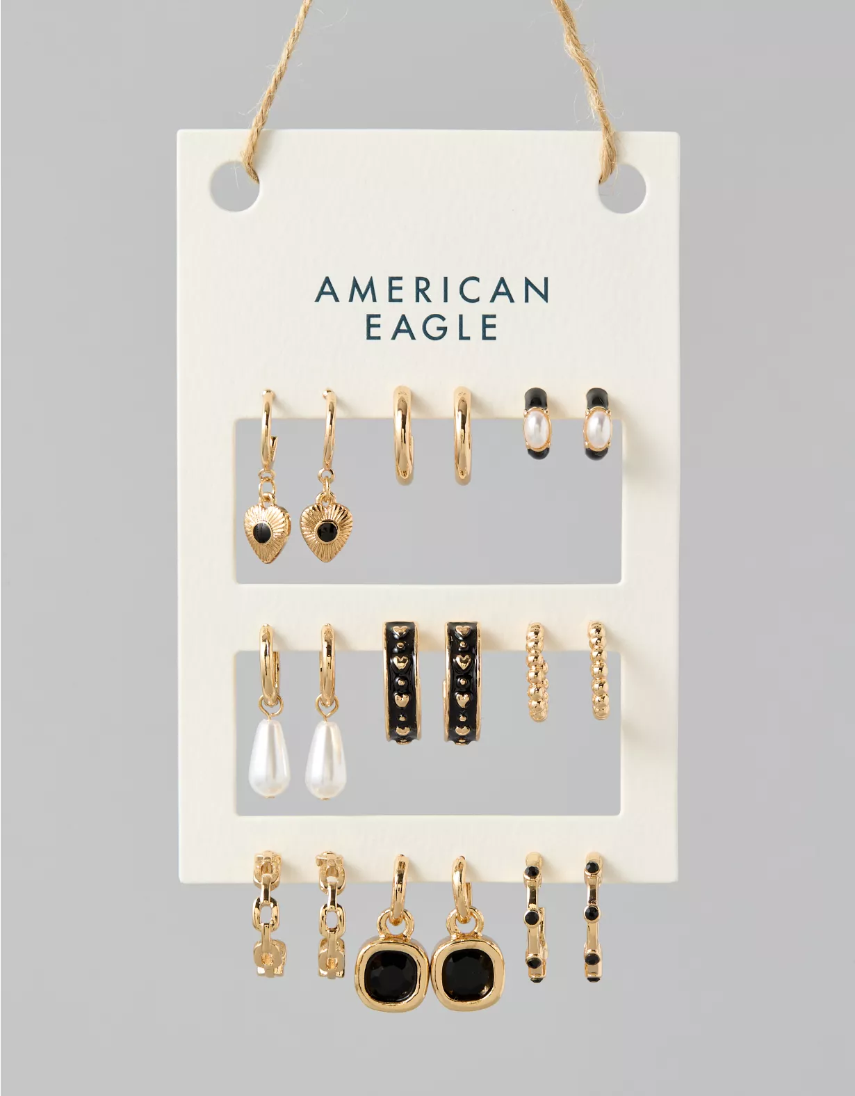 AEO Black & Gold Earrings 9-Pack Gold 1 AEO Black & Gold Earrings 9-Pack Gold
