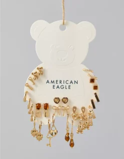 AEO Teddy Bear Earrings 18-Pack Gold