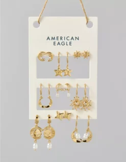 AEO Celestial Earrings 9-Pack Gold