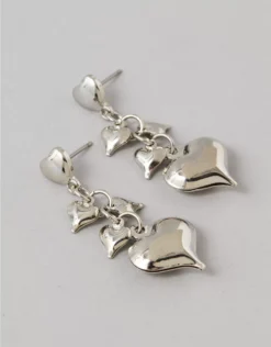 AEO Heart Drop Earrings Silver