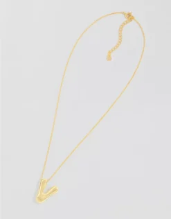 Athra Bubble Letter Necklace Gold