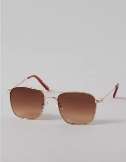 AE Ombre Metal Square Sunglasses Gold