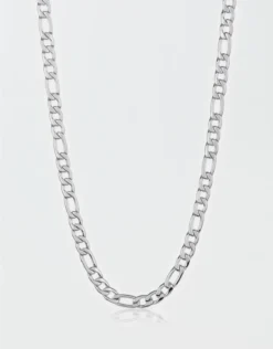 West Coast Jewelry Polished Stainless Steel Figaro Chain Necklace Silver