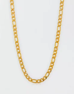 West Coast Jewelry Polished Stainless Steel Figaro Chain Necklace Gold