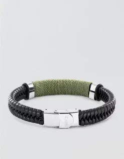 West Coast Jewelry Rope-Wrapped Leather Bracelet Green