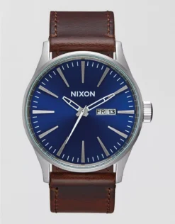Nixon Sentry Leather Watch Blue