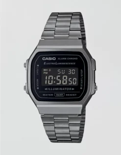 Casio Vintage Contrast Silver-Tone Stainless Steel Bracelet Watch Silver