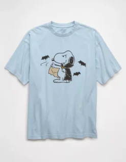 AE Boxy Halloween Snoopy Graphic T-Shirt Light Blue -American Eagle Fashion 0519 4695 401 f