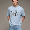 AE Boxy Halloween Snoopy Graphic T-Shirt Light Blue