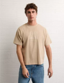 AE Boxy Keith Haring Graphic T-Shirt Khaki