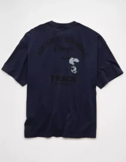 AE Boxy Snoopy Graphic T-Shirt Rich Navy -American Eagle Fashion 0519 4833 405 b
