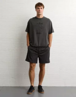 AE Boxy Mickey Mouse Graphic T-Shirt Dusted Slate -American Eagle Fashion 0519 4834 023 os