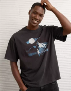 AE Boxy Halloween Graphic T-Shirt Black