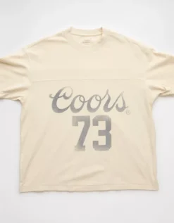 AE Boxy Coors Banquet Graphic T-Shirt Bone Khaki -American Eagle Fashion 0519 4869 210 d1