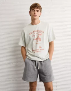 AE Boxy Sport Graphic T-Shirt Heather Gray