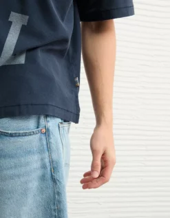 AE Pride Boxy Graphic Football T-Shirt Navy -American Eagle Fashion 0519 4901 410 d2