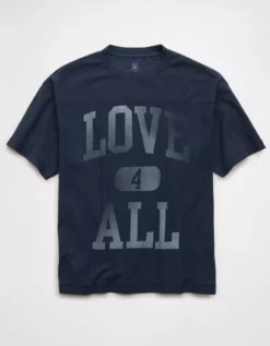 AE Pride Boxy Graphic Football T-Shirt Navy -American Eagle Fashion 0519 4901 410 f