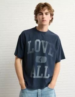 AE Pride Boxy Graphic Football T-Shirt Navy -American Eagle Fashion 0519 4901 410 os
