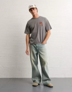 AE Boxy Miller Graphic T-Shirt Grey Shadow -American Eagle Fashion 0519 5033 082 os