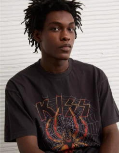 AE Boxy Kiss Halloween Graphic T-Shirt Dusted Slate