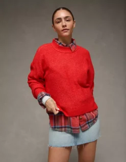 AE Whoa So Soft Classic Crew Neck Sweater Cherry -American Eagle Fashion 0534 1651 703 l2