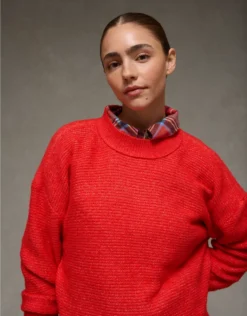 AE Whoa So Soft Classic Crew Neck Sweater Cherry