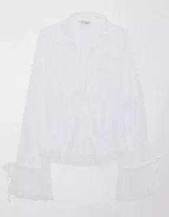 AE Mesh Ruffled Shirt -American Eagle Fashion 0536 5273 100 f